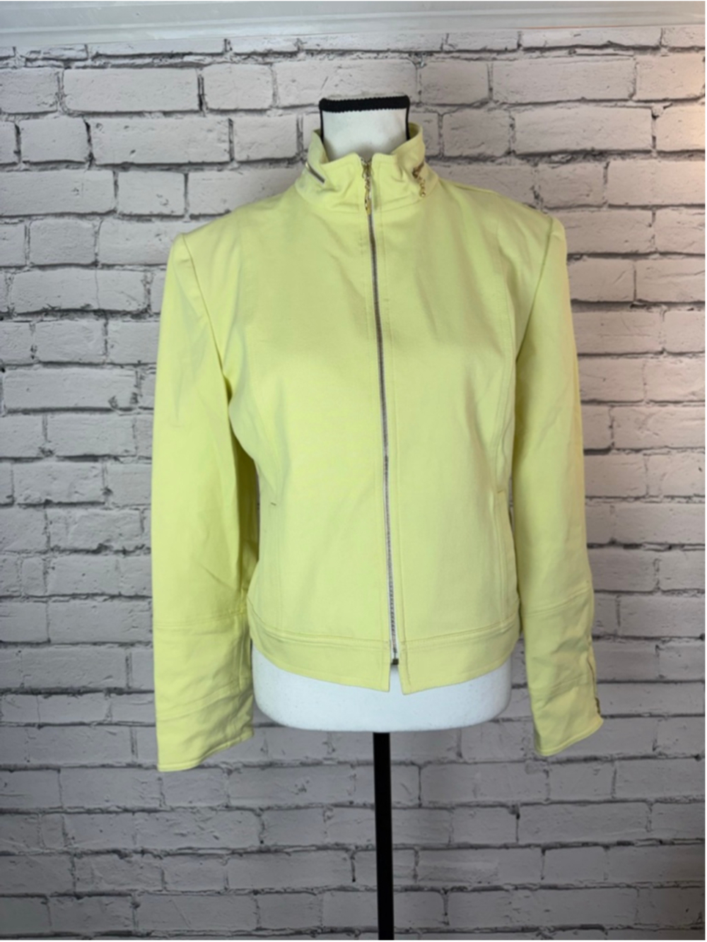 Women's St. John Sport Jackets size Small Yellow Green Full Zip Jacket VINTAGE